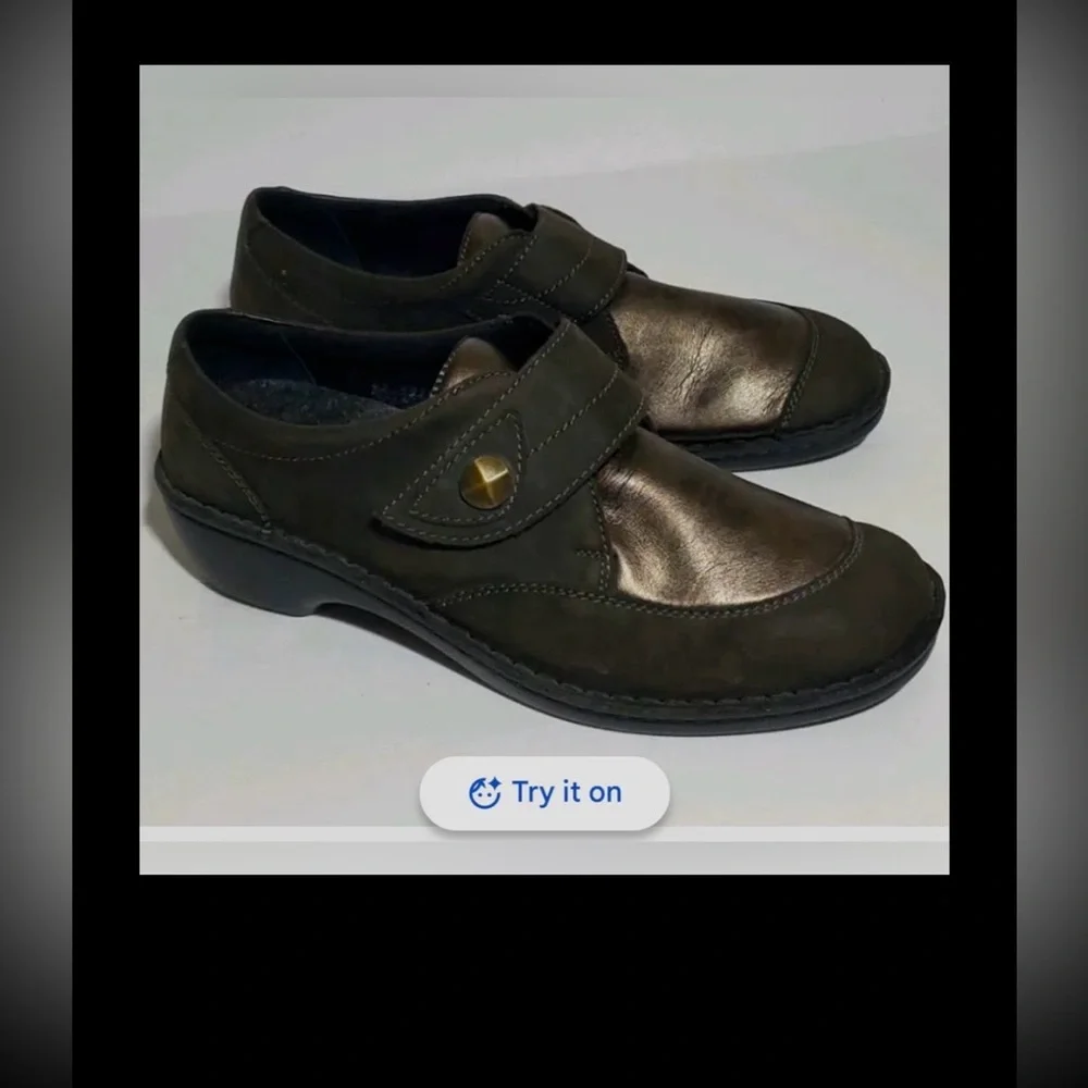 Berkemann Stretch Comfort Wedge Shoes in Metallic Bronze & Black Size 7
